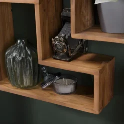 ALIDA - Étagère Murale Marron Forme 'L' 1 Niche Bois Teck Recyclé -Pas Cher Mobiliora Magasin etagere 14653011