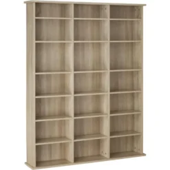 Armoire étagère Bibliothèque Rangement CD / DVD Meuble De Rangement 136,5 Cm Marron 08_0000232