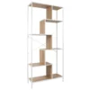 ENDIS - Etagère 6 Niveaux Aspect Bois Et Métal Blanc
