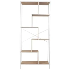 ENDIS - Etagère 6 Niveaux Aspect Bois Et Métal Blanc -Pas Cher Mobiliora Magasin etagere 17589125