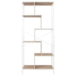 ENDIS - Etagère 6 Niveaux Aspect Bois Et Métal Blanc -Pas Cher Mobiliora Magasin etagere 17589127