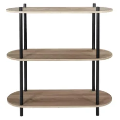 ENTAS - Etagère 3 Tablettes Ovales Aspect Bois Pieds Noirs -Pas Cher Mobiliora Magasin etagere 17589135