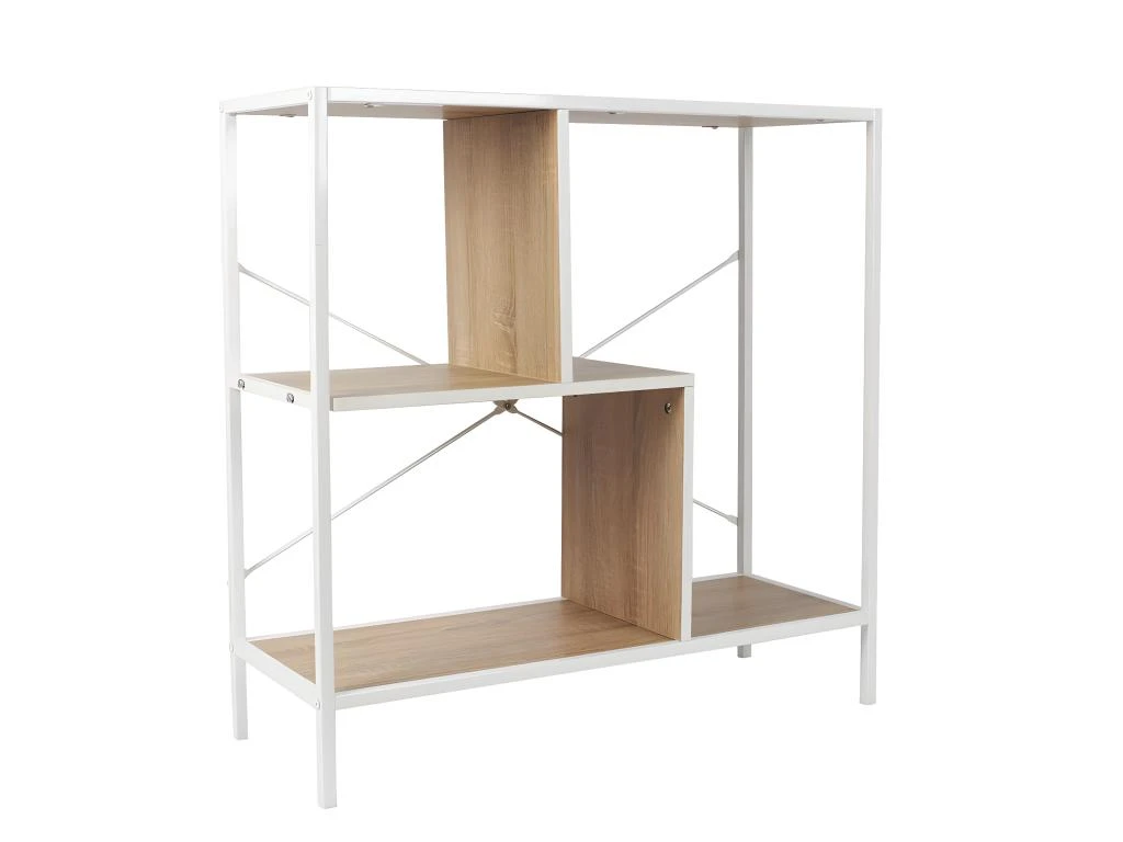 ENDIS - Etagère 3 Niveaux Aspect Bois Et Métal Blanc 3 ENDIS - Etagère 3 Niveaux Aspect Bois Et Métal Blanc