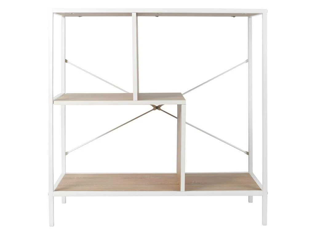 ENDIS - Etagère 3 Niveaux Aspect Bois Et Métal Blanc 5 ENDIS - Etagère 3 Niveaux Aspect Bois Et Métal Blanc – Image 3