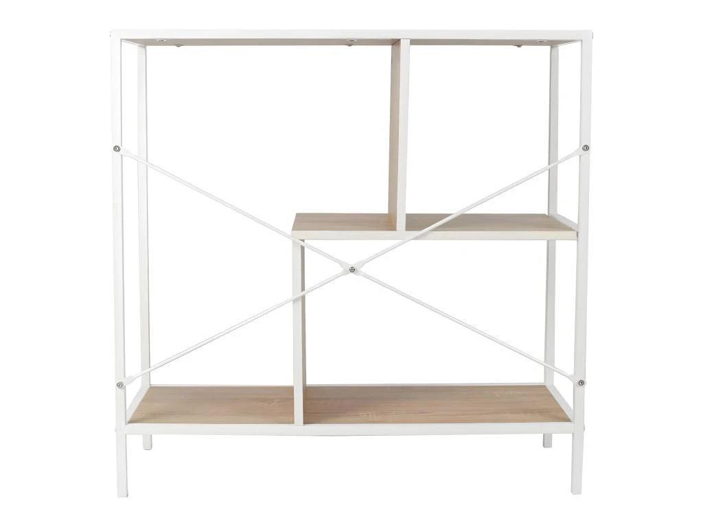 ENDIS - Etagère 3 Niveaux Aspect Bois Et Métal Blanc 6 ENDIS - Etagère 3 Niveaux Aspect Bois Et Métal Blanc – Image 4