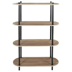 ENTAS - Etagère 4 Tablettes Ovales Aspect Bois Pieds Noirs -Pas Cher Mobiliora Magasin etagere 17589171