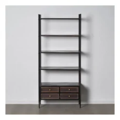 Etagère 4 Niches 4 Tiroirs Noir/Métal - AZZARI -Pas Cher Mobiliora Magasin etagere 17628285