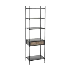 Etagère 4 Niches 1tiroir Noir Marron/Métal - AZZARI