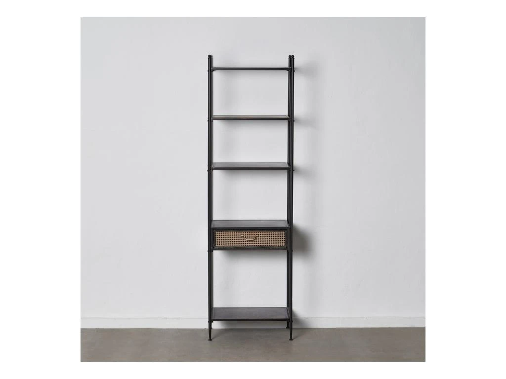 Etagère 4 Niches 1tiroir Noir Marron/Métal - AZZARI 7 Etagère 4 Niches 1tiroir Noir Marron/Métal - AZZARI – Image 5