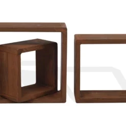 Lot 3 Etagere Biblioteque Carre Bois Sombre Vintage 26x26x9 -Pas Cher Mobiliora Magasin etagere 18365537