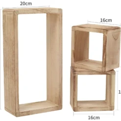 Lot Etagere Biblioteque 2 Carre 1 Rectangle Bois Marron 41x24x9 -Pas Cher Mobiliora Magasin etagere 18365545