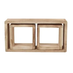 Lot Etagere Biblioteque 2 Carre 1 Rectangle Bois Marron 41x24x9 -Pas Cher Mobiliora Magasin etagere 18365547