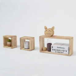 Lot Etagere Biblioteque 2 Carre 1 Rectangle Bois Marron 41x24x9 -Pas Cher Mobiliora Magasin etagere 18365551