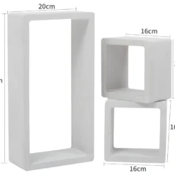 Lot Etagere Biblioteque 2 Carre 1 Rectangle Bois Blanc 24x41x9 -Pas Cher Mobiliora Magasin etagere 18365557