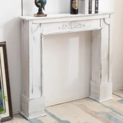 Cadre Decoratif Encadrement Cheminee Bois Gris Shabby 100x105x21