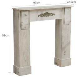 Manteau Cheminée Décorative Bois Gris Retro 98,5x96,5x22,5 -Pas Cher Mobiliora Magasin etagere 18400745