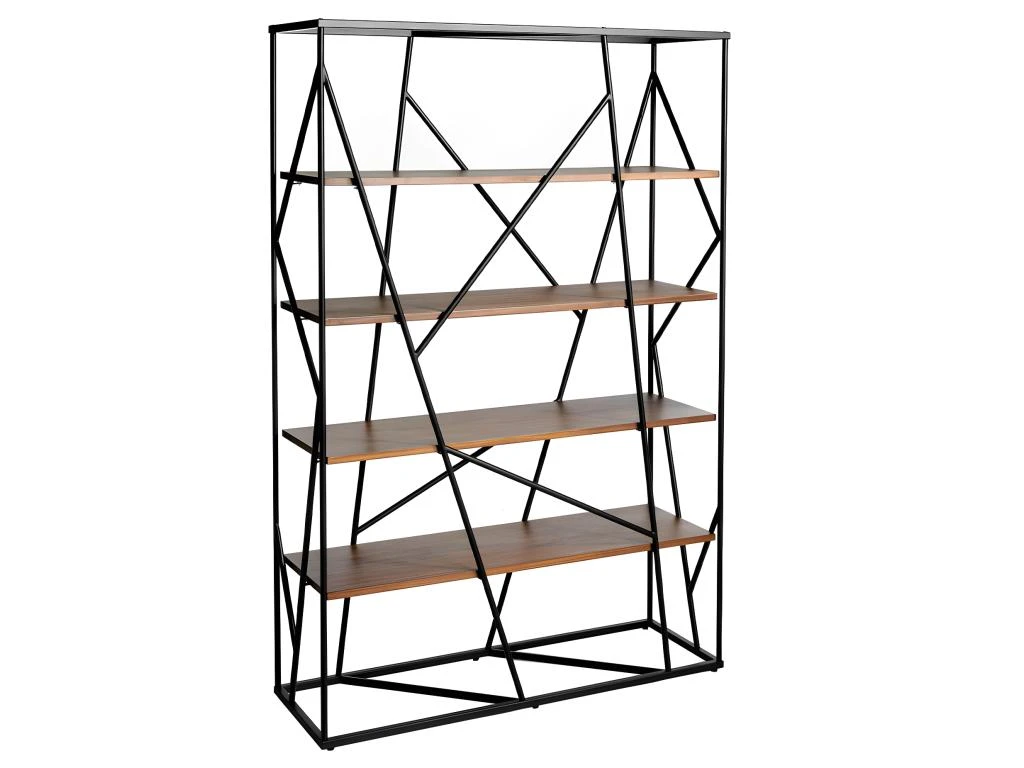 Étagère En Acier Noir Et Bois De Noyer 3103 ANGEL CERDA 3 Étagère En Acier Noir Et Bois De Noyer 3103 ANGEL CERDA