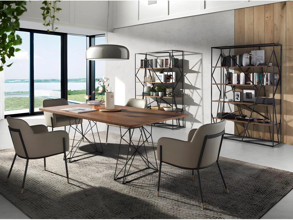 Étagère En Acier Noir Et Bois De Noyer 3103 ANGEL CERDA 6 Étagère En Acier Noir Et Bois De Noyer 3103 ANGEL CERDA – Image 4