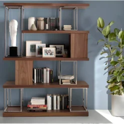 Etagère De Noyer Et Acier Chromé 3220 ANGEL CERDA 11 Etagère De Noyer Et Acier Chromé 3220 ANGEL CERDA -Pas Cher Mobiliora Magasin etagere 18427767