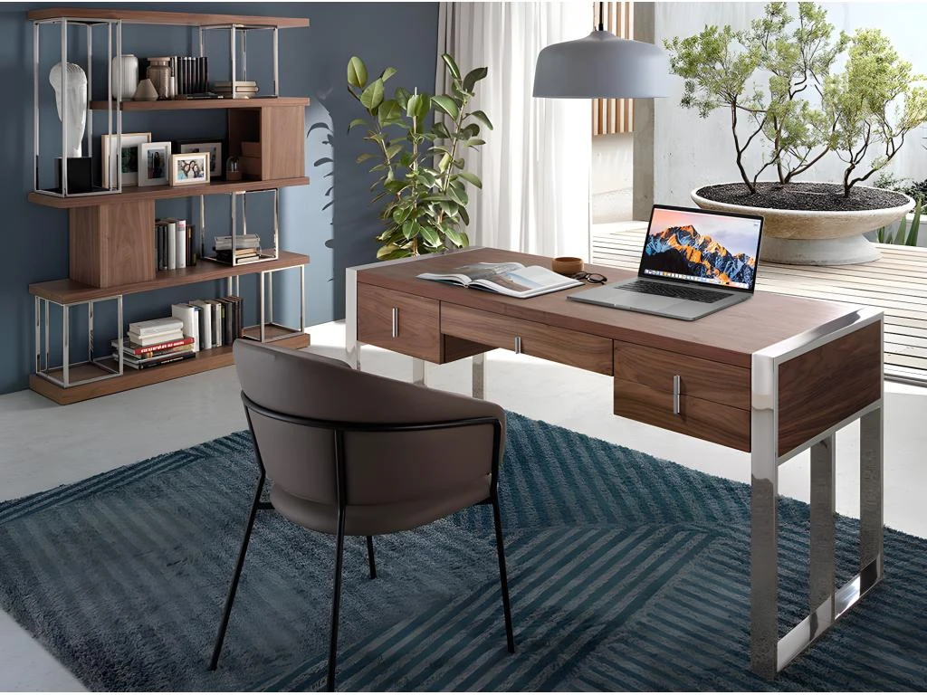 Etagère De Noyer Et Acier Chromé 3220 ANGEL CERDA 6 Etagère De Noyer Et Acier Chromé 3220 ANGEL CERDA – Image 4