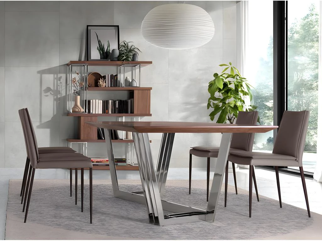 Etagère De Noyer Et Acier Chromé 3220 ANGEL CERDA 8 Etagère De Noyer Et Acier Chromé 3220 ANGEL CERDA – Image 6