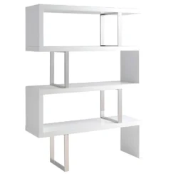 Étagère En Bois De Blanc Et Acier Chromé 3026 ANGEL CERDA