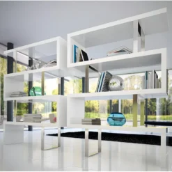 Étagère En Bois De Blanc Et Acier Chromé 3026 ANGEL CERDA -Pas Cher Mobiliora Magasin etagere 18427791