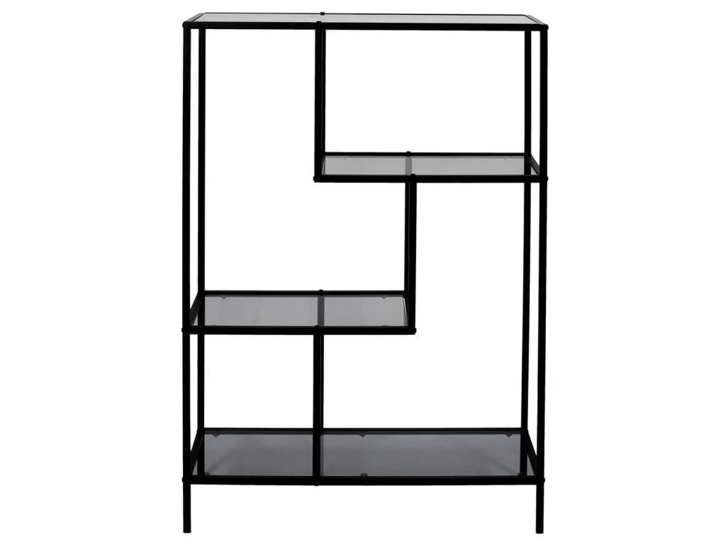 ENDIS - Etagère 4 Niveaux Verre Fumé Et Métal Blanc 5 ENDIS - Etagère 4 Niveaux Verre Fumé Et Métal Blanc – Image 3