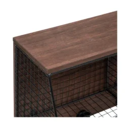 Étagère Murale En Bois Aspect Brocante Et Métal Noir Grillagé L 42 Cm -Pas Cher Mobiliora Magasin etagere 19802359