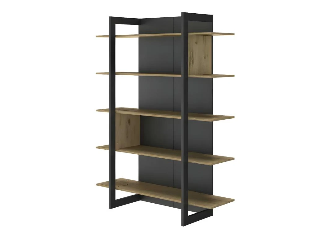Bibliothèque Ouverte 5 étagères Bois/Noir - THEAU 5 Bibliothèque Ouverte 5 étagères Bois/Noir - THEAU – Image 3