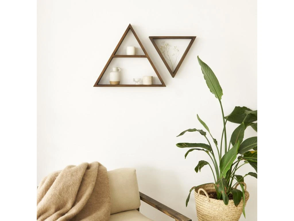 Etagère Triangulaire En Bois D'épicéa De Couleur Marron 40 Cm 4 Etagère Triangulaire En Bois D'épicéa De Couleur Marron 40 Cm – Image 2