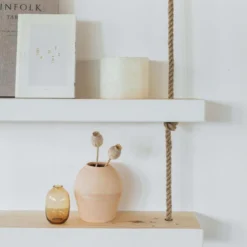 Etagère Suspendue Avec Corde De Chanvre Couleur Blanc Nordique 100 Cm -Pas Cher Mobiliora Magasin etagere 22183025