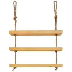 Etagère Suspendue En Bois De Couleur Marron Clair à 3 étages 70 Cm
