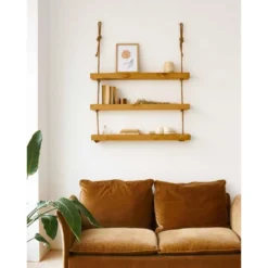 Etagère Suspendue En Bois De Couleur Marron Clair à 3 étages 70 Cm 10 Etagère Suspendue En Bois De Couleur Marron Clair à 3 étages 70 Cm -Pas Cher Mobiliora Magasin etagere 22183141