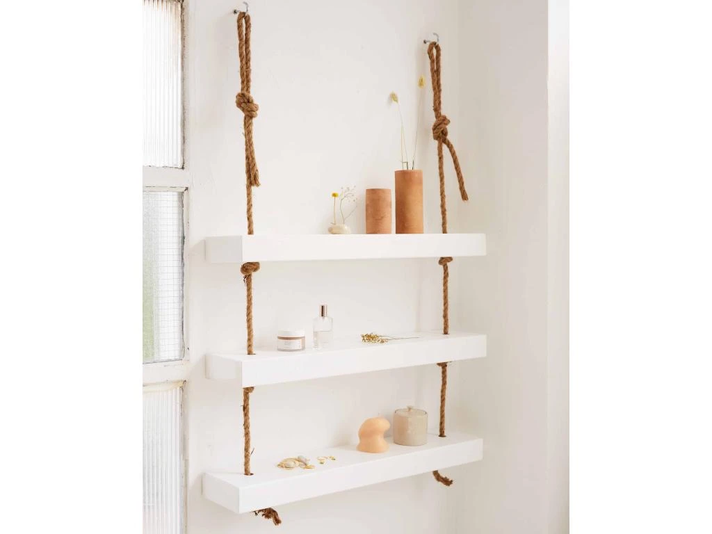 Etagère En Bois De Couleur Blanc 3 étages 70 Cm 5 Etagère En Bois De Couleur Blanc 3 étages 70 Cm – Image 3