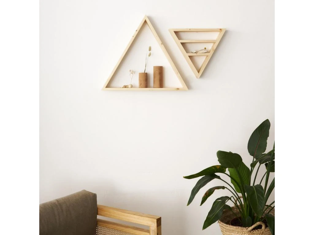 Etagère Triangulaire En Bois D'épicéa Massif De Couleur Beige 40 Cm 4 Etagère Triangulaire En Bois D'épicéa Massif De Couleur Beige 40 Cm – Image 2