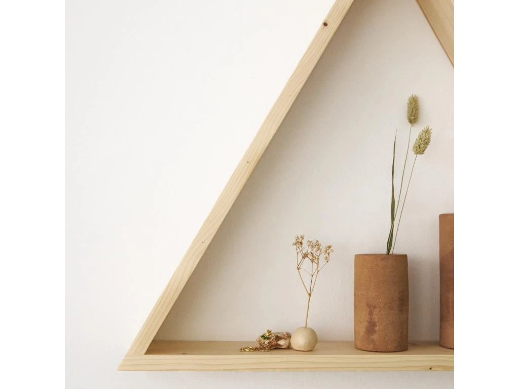 Etagère Triangulaire En Bois D'épicéa Massif De Couleur Beige 40 Cm 6 Etagère Triangulaire En Bois D'épicéa Massif De Couleur Beige 40 Cm – Image 4
