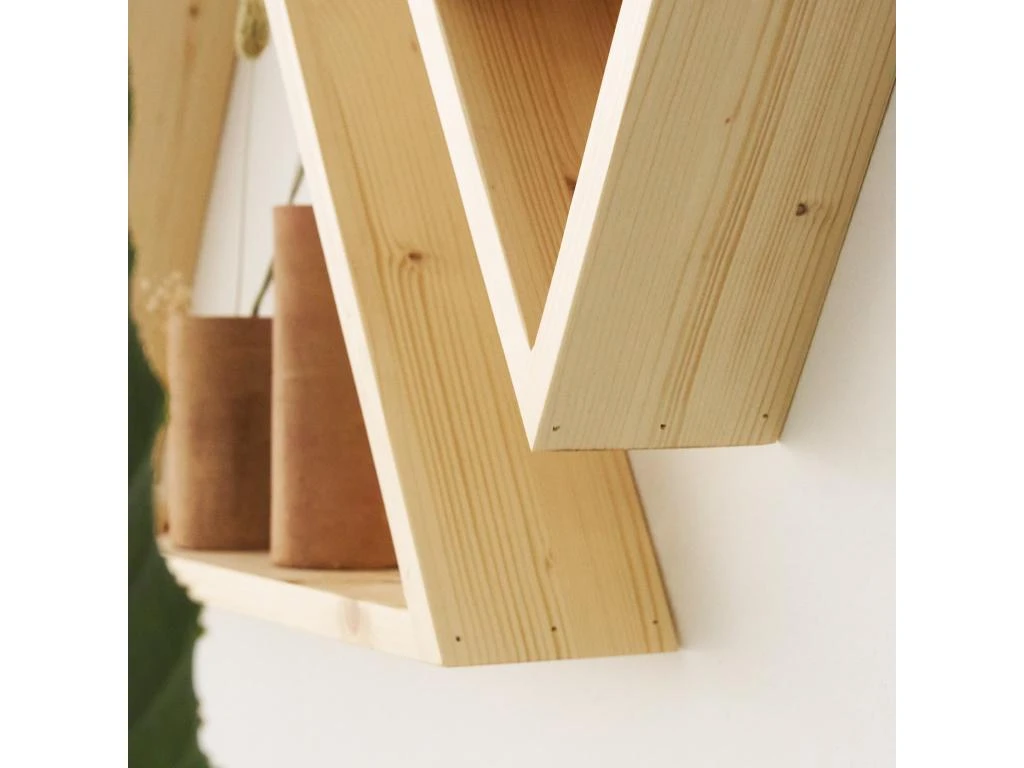 Etagère Triangulaire En Bois D'épicéa Massif De Couleur Beige 40 Cm 8 Etagère Triangulaire En Bois D'épicéa Massif De Couleur Beige 40 Cm – Image 6