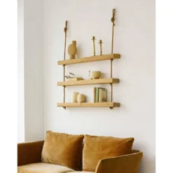 Etagère Suspendue En Bois Massif De Couleur Naturelle à 3 étages 70 Cm 11 Etagère Suspendue En Bois Massif De Couleur Naturelle à 3 étages 70 Cm -Pas Cher Mobiliora Magasin etagere 22183383