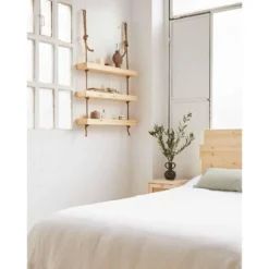 Etagère Suspendue En Bois De Couleur Beige à 3 étages 70 Cm 9 Etagère Suspendue En Bois De Couleur Beige à 3 étages 70 Cm -Pas Cher Mobiliora Magasin etagere 22183415