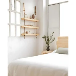 Etagère Suspendue En Bois De Couleur Beige à 3 étages 70 Cm 10 Etagère Suspendue En Bois De Couleur Beige à 3 étages 70 Cm -Pas Cher Mobiliora Magasin etagere 22183417