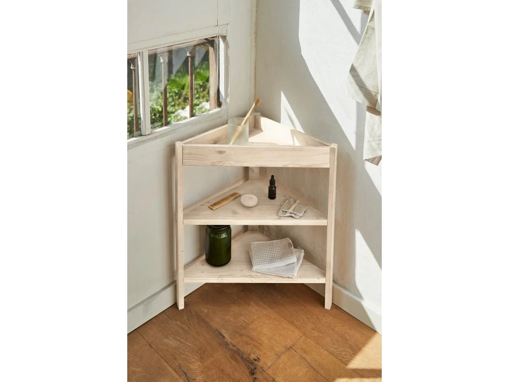 Etagère D'angle En Bois De Couleur Blanc Vielli 4 Etagère D'angle En Bois De Couleur Blanc Vielli – Image 2