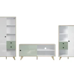 Adelaide Bibliothèque Ensemble De 3 Pièces Blanc,vert.