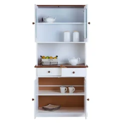 SOCOA - Buffet Vaisselier 4 Portes 2 Tiroirs Bois Massif Vernis Sepia Et Blanc 9 SOCOA - Buffet Vaisselier 4 Portes 2 Tiroirs Bois Massif Vernis Sepia Et Blanc -Pas Cher Mobiliora Magasin meuble de cuisine 12599829
