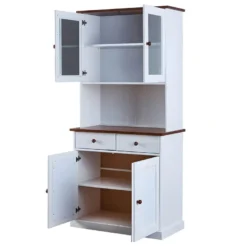 SOCOA - Buffet Vaisselier 4 Portes 2 Tiroirs Bois Massif Vernis Sepia Et Blanc 10 SOCOA - Buffet Vaisselier 4 Portes 2 Tiroirs Bois Massif Vernis Sepia Et Blanc -Pas Cher Mobiliora Magasin meuble de cuisine 12599831
