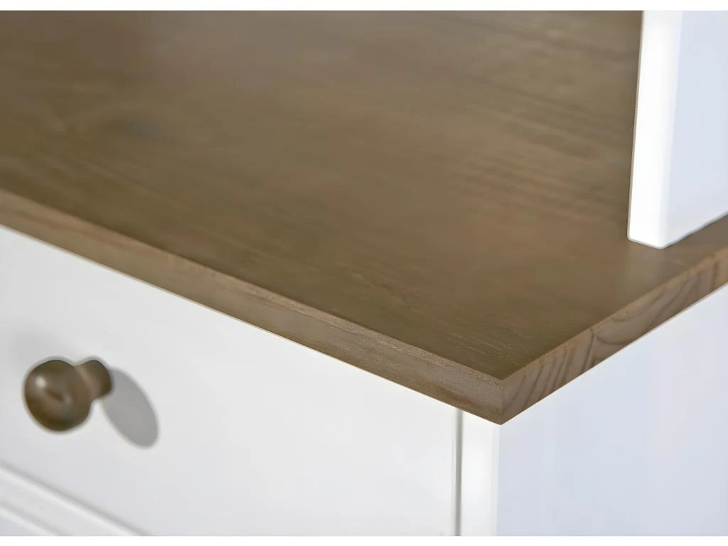 SOCOA - Buffet Vaisselier 4 Portes 2 Tiroirs Bois Massif Vernis Sepia Et Blanc 7 SOCOA - Buffet Vaisselier 4 Portes 2 Tiroirs Bois Massif Vernis Sepia Et Blanc – Image 5