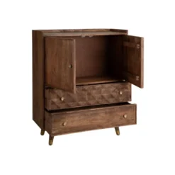 Vaisselier 2 Portes 2 Tiroirs Bois/Métal Doré - MOURIA -Pas Cher Mobiliora Magasin meuble de cuisine 17634503