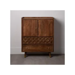 Vaisselier 2 Portes 2 Tiroirs Bois/Métal Doré - MOURIA -Pas Cher Mobiliora Magasin meuble de cuisine 17634505