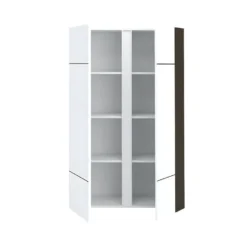 Vaisselier 2 Portes Gris/Blanc Brillant - WATOM -Pas Cher Mobiliora Magasin meuble de cuisine 17634517