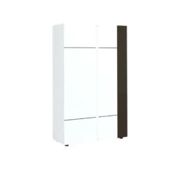 Vaisselier 2 Portes Gris/Blanc Brillant - WATOM -Pas Cher Mobiliora Magasin meuble de cuisine 17634519